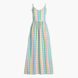 J. Crew Factory V-Neck Maxi Dress with Pockets - White/Multi Plaid size 8